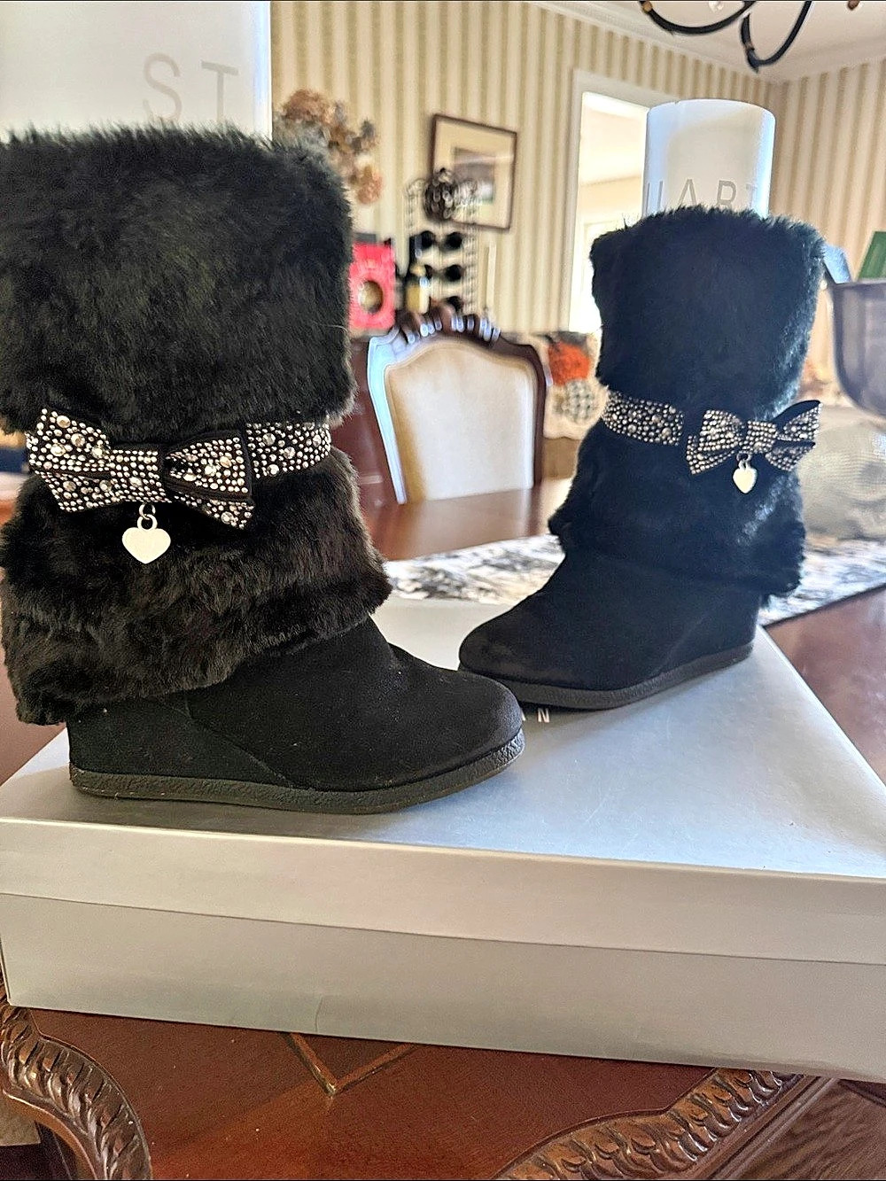 Stuart Weitzman Black Bow Winter Boots